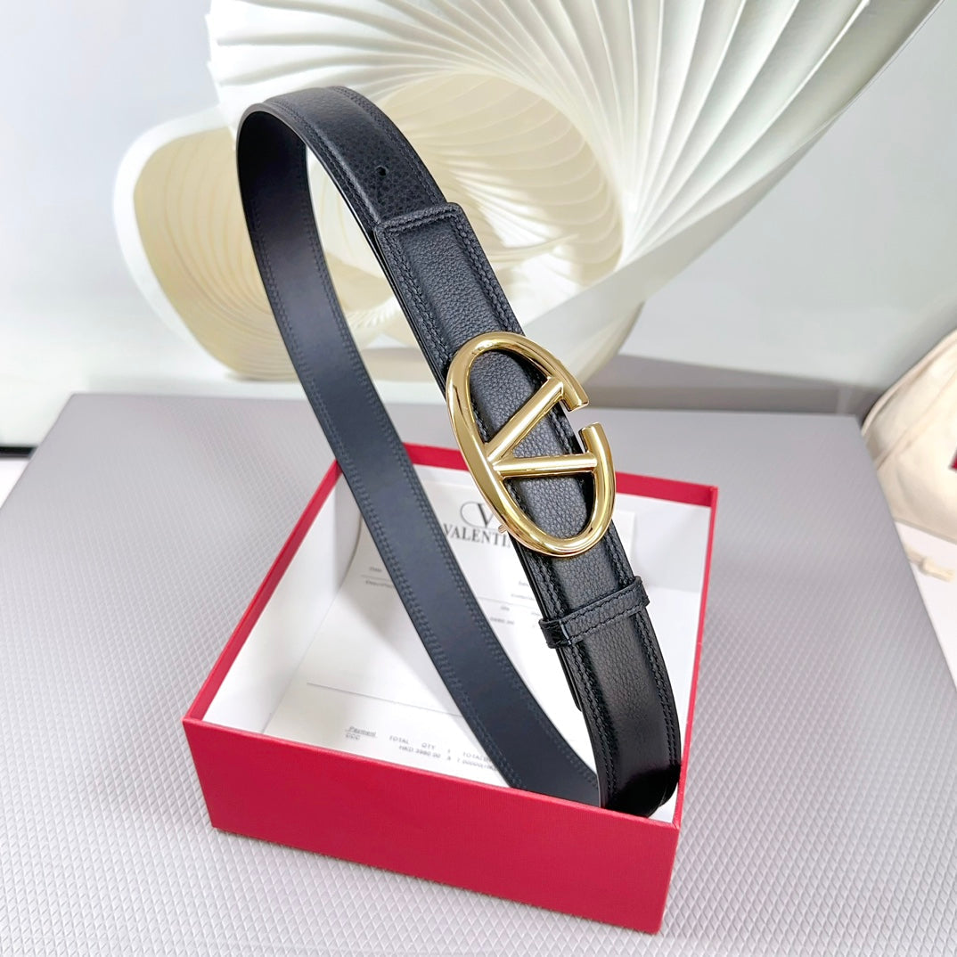 The Bold Edition Belt 34mm Black Calfskin Light Gold Buckle