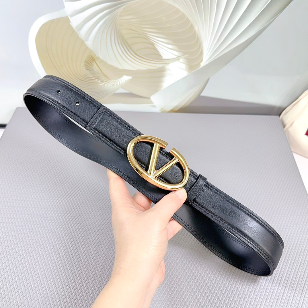 The Bold Edition Belt 34mm Black Calfskin Gold Buckle