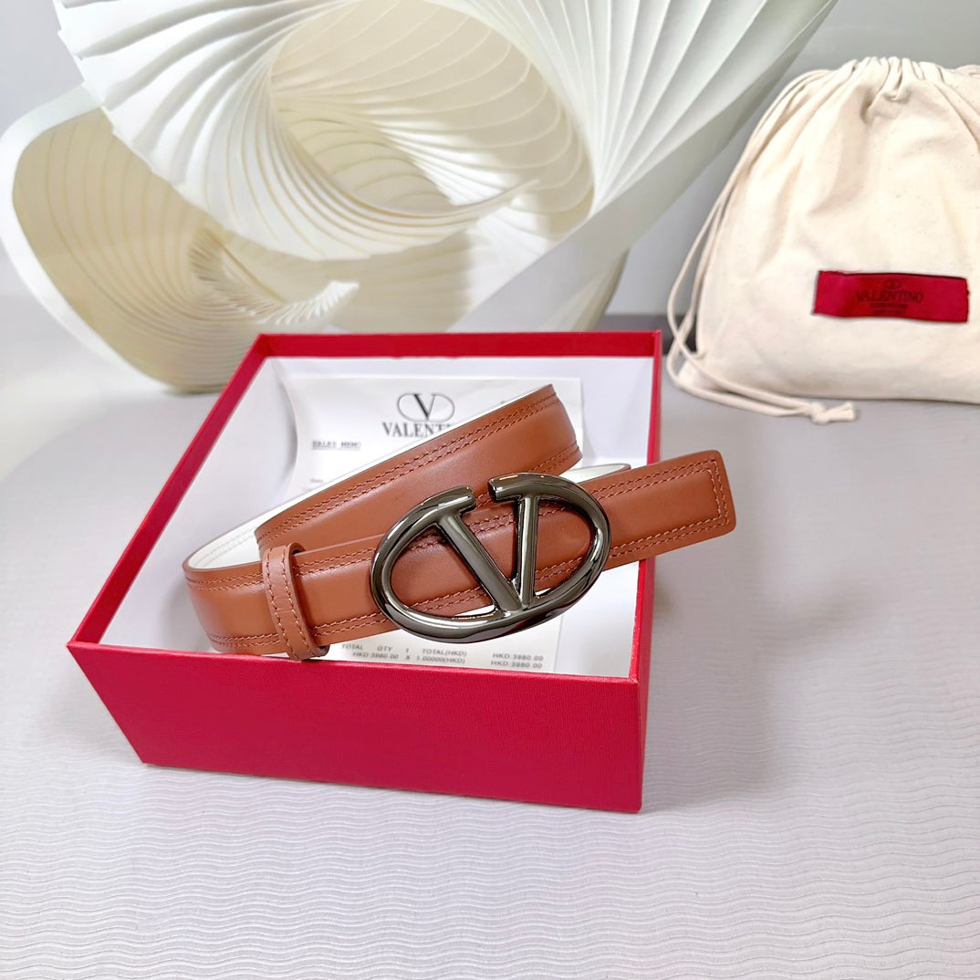 The Bold Edition Belt 30mm Brown White Calfskin Black Buckle