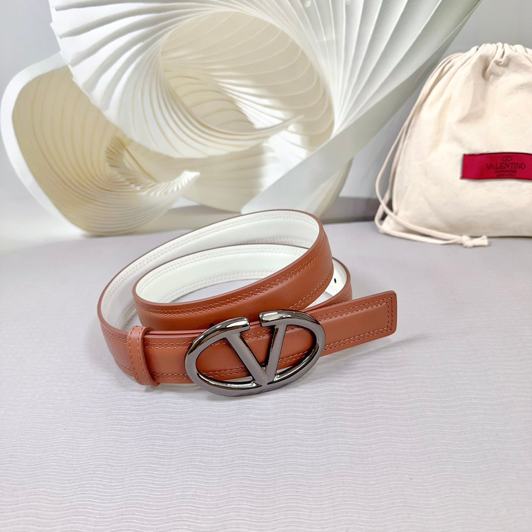 The Bold Edition Belt 30mm Brown White Calfskin Black Buckle