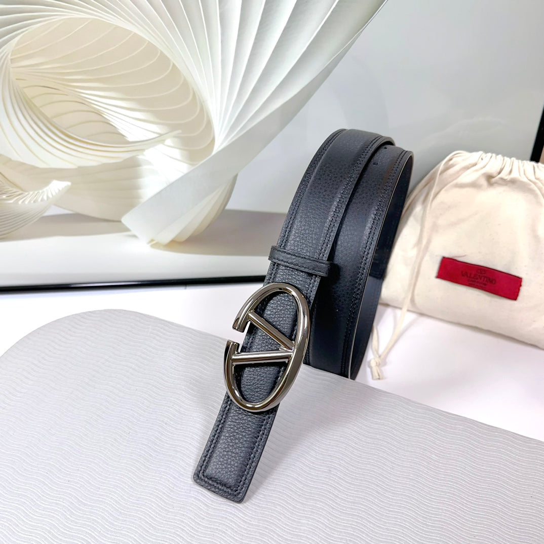 The Bold Edition Belt 34mm Black Calfskin Silver Buckle