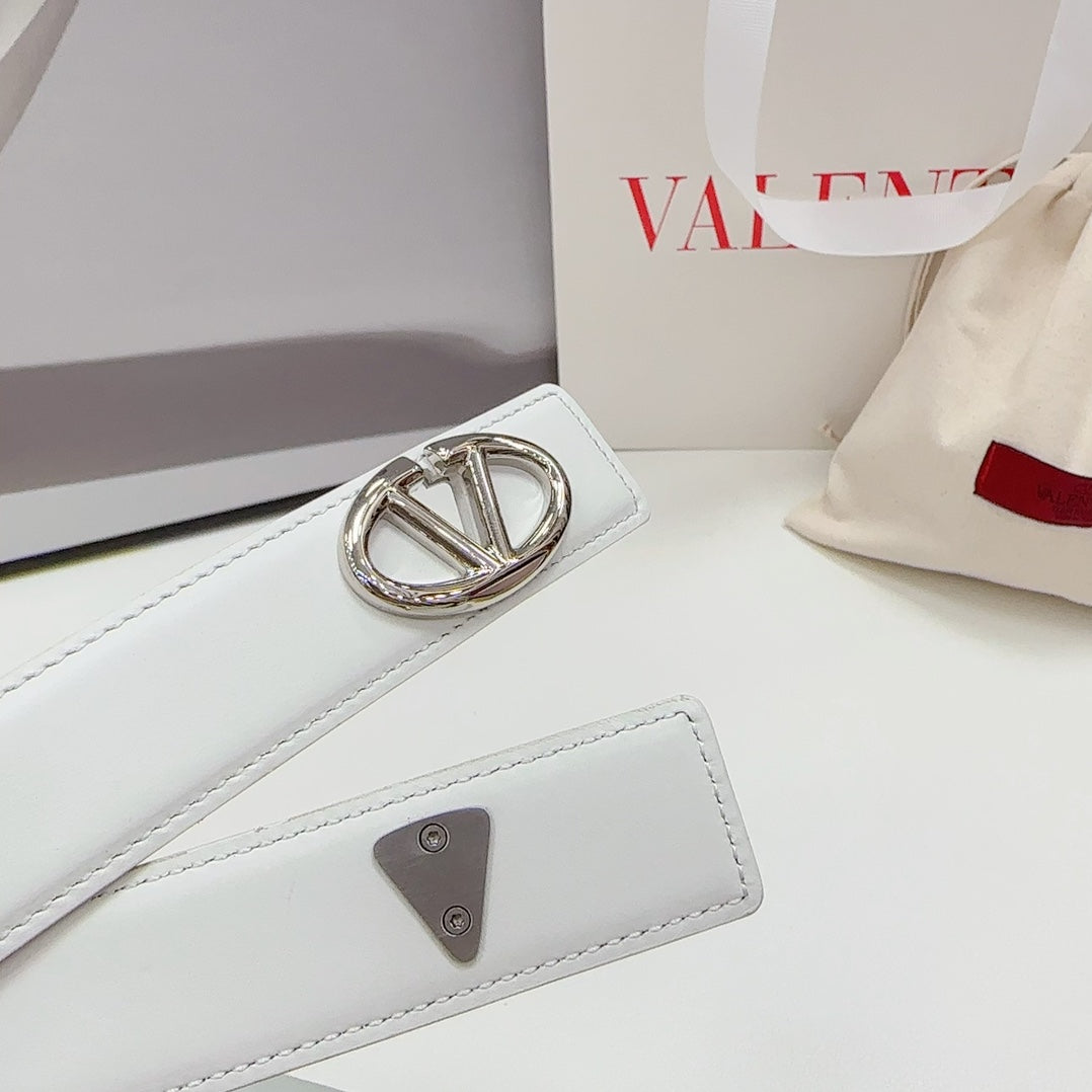 The Bold Edition Belt 30mm White Calfskin Silver Buckle