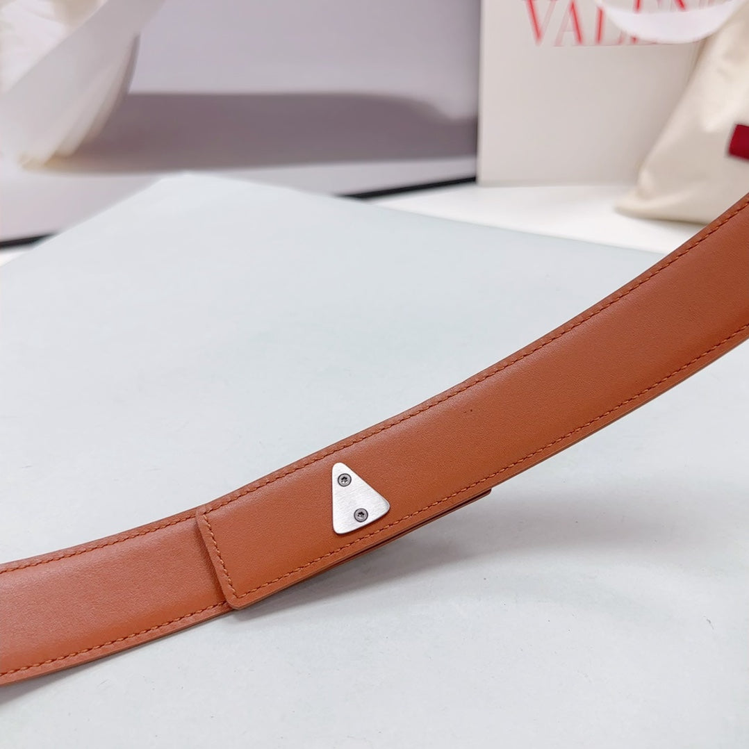 The Bold Edition Belt 30mm Brown Calfskin Silver Buckle