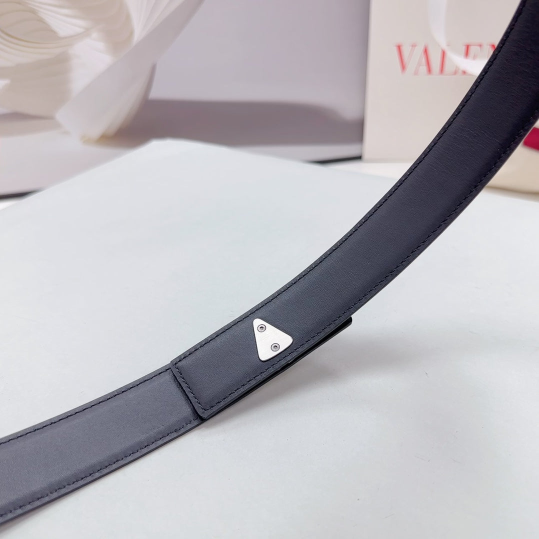 The Bold Edition Belt 30mm Black Calfskin Silver Buckle