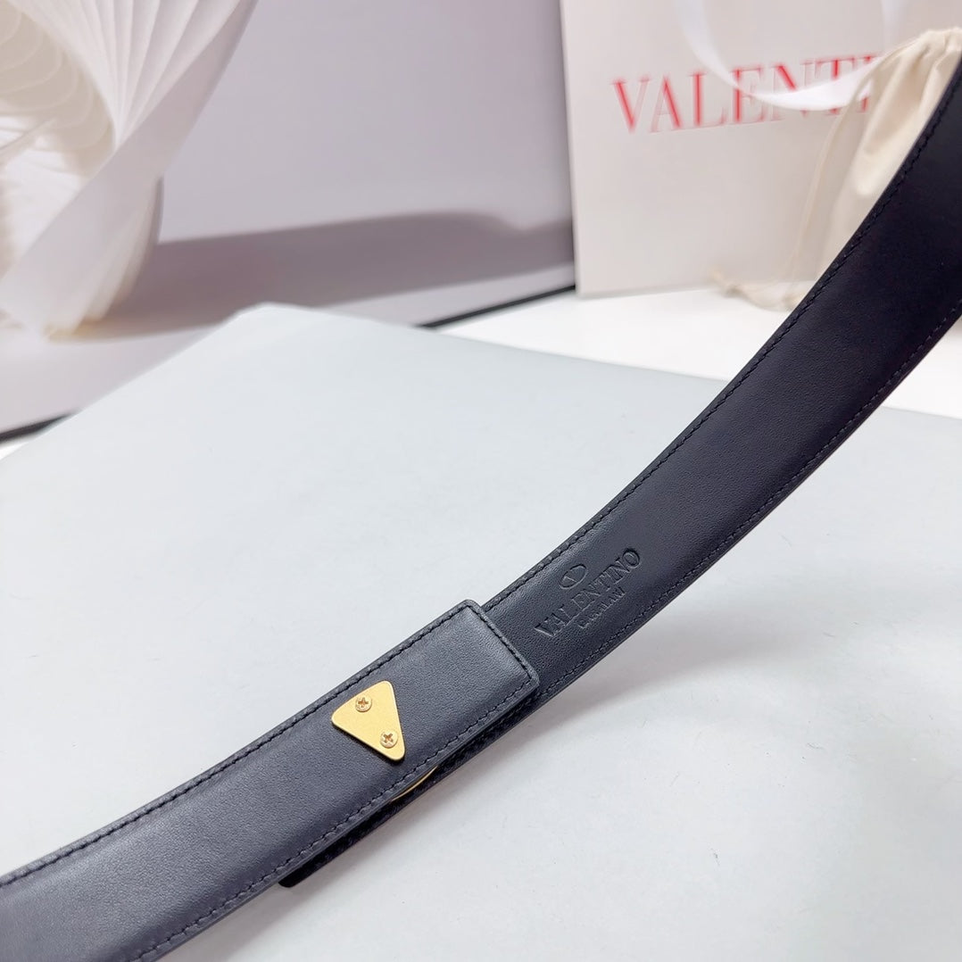 The Bold Edition Belt 30mm Black Calfskin Gold Buckle