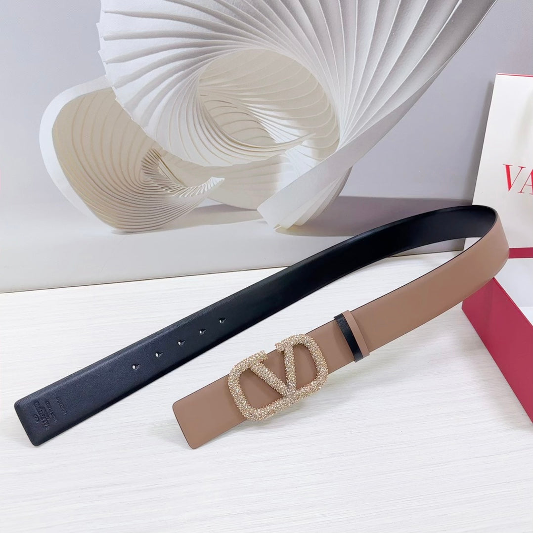 VLOGO SIGNATURE REVERSIBLE BELT 40MM ROSE BLACK GOLD CALFSKIN LIGHT GOLD BUCKLE