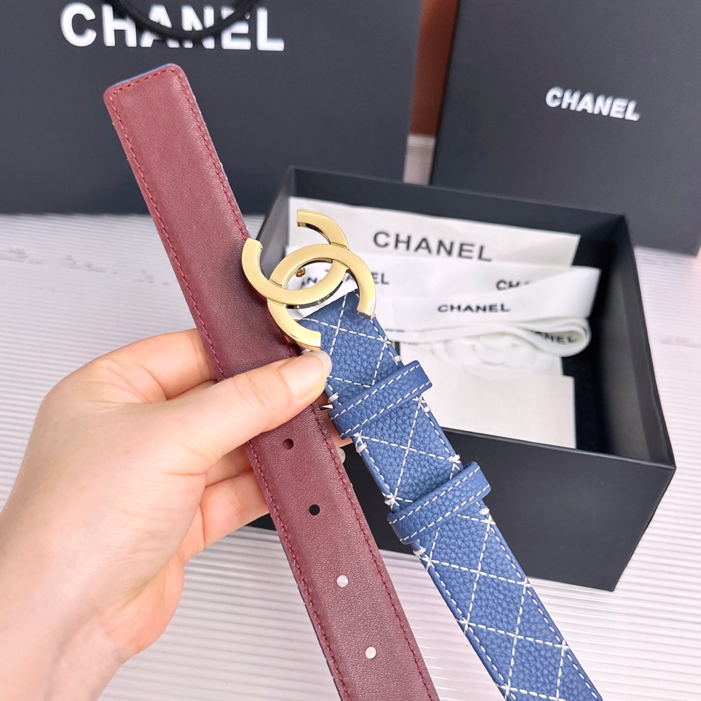 Chanel 2026 Matelassé Belt 30mm Cowhide 215561