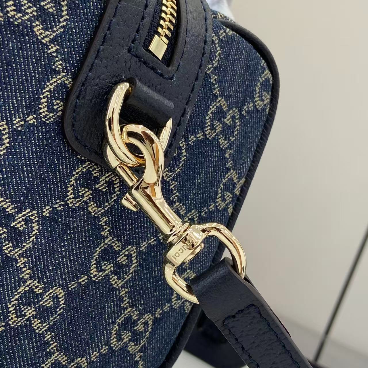 Gucci 25 GG Handbag Navy Blue Denim Leather 288801