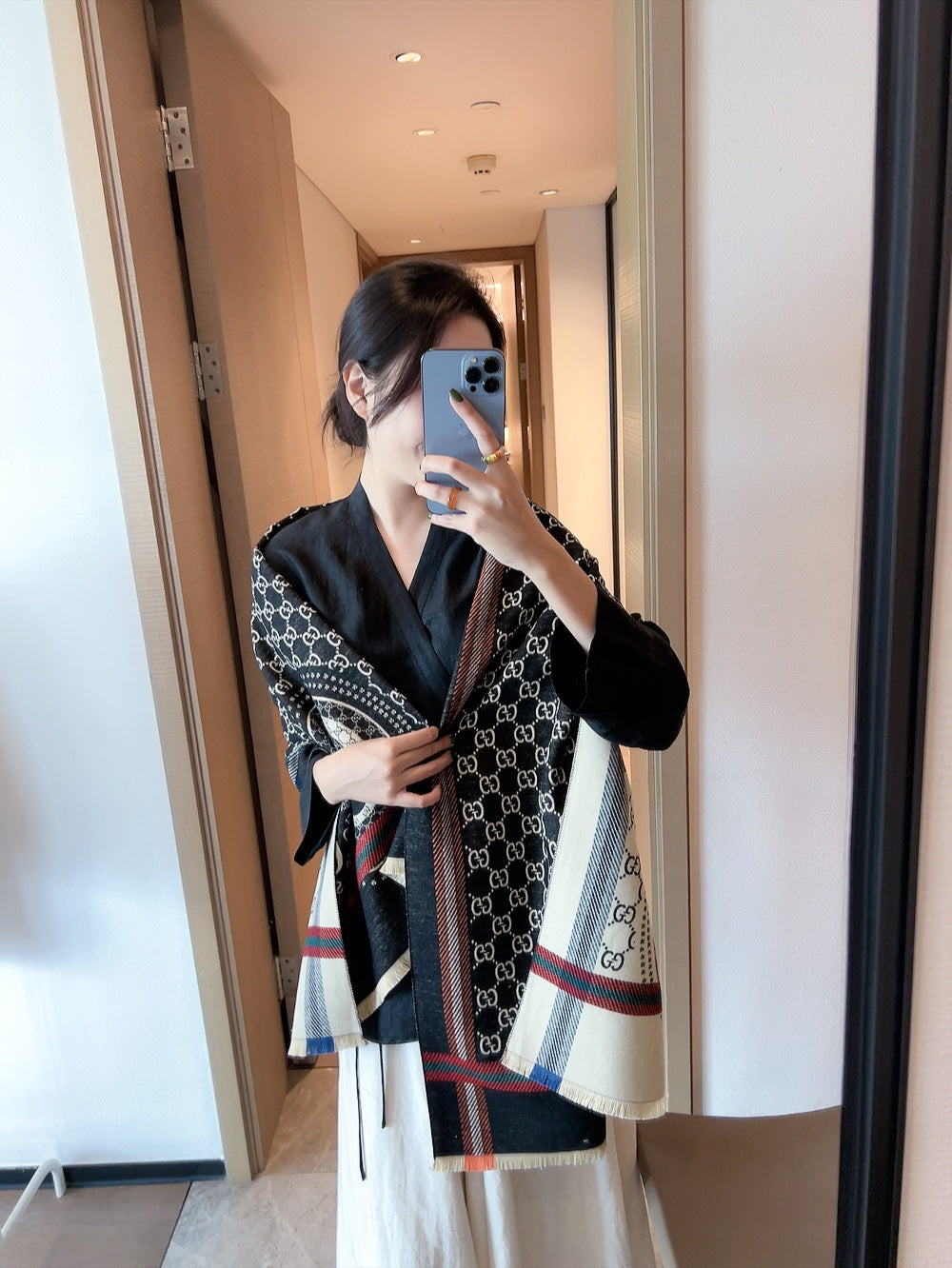 GG Jacquard 180CM Black Cashmere Pattern