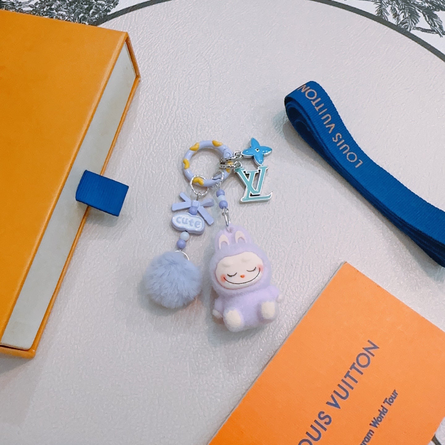 LV Purple Labubu Plush Toy Bag Charm