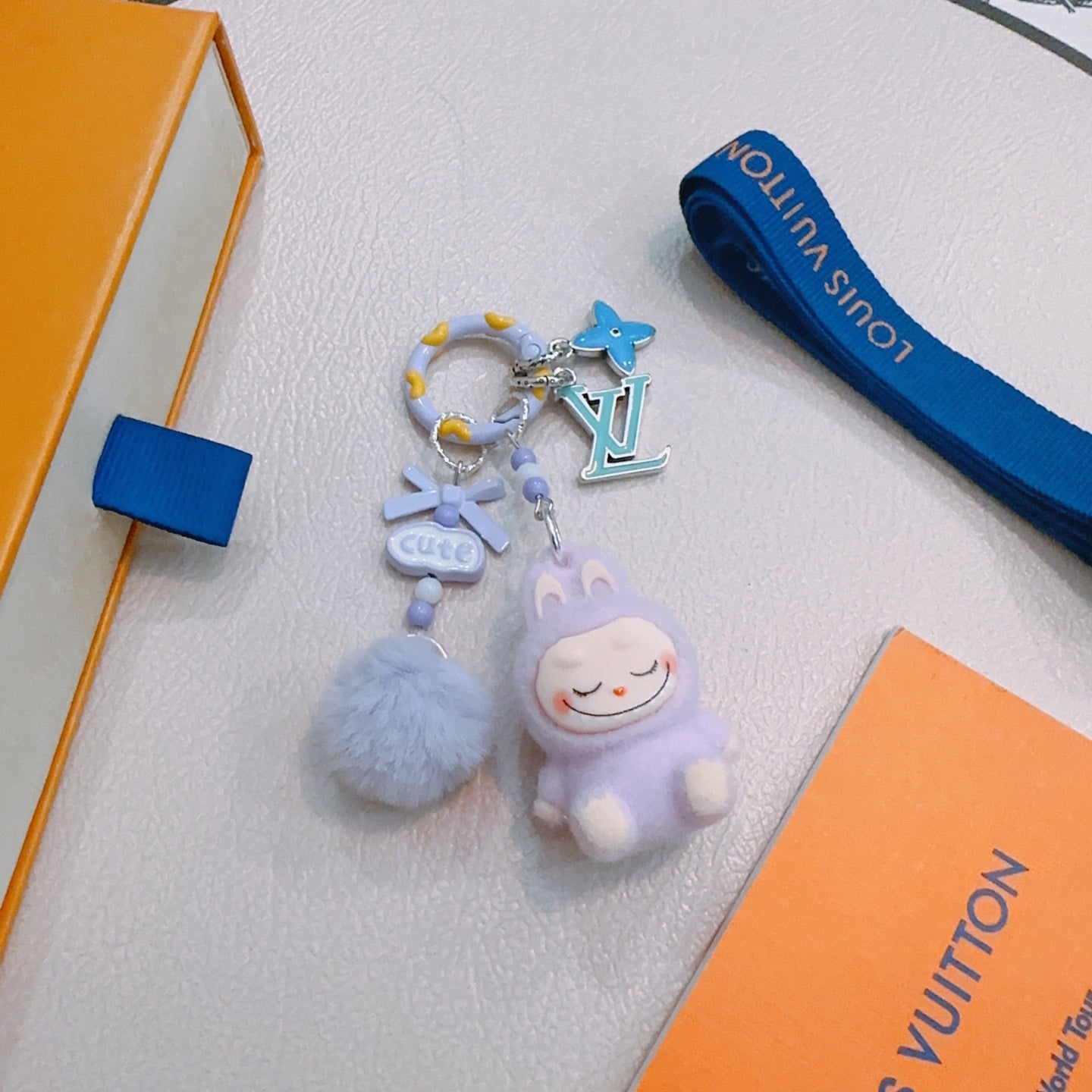 LV Purple Labubu Plush Toy Bag Charm