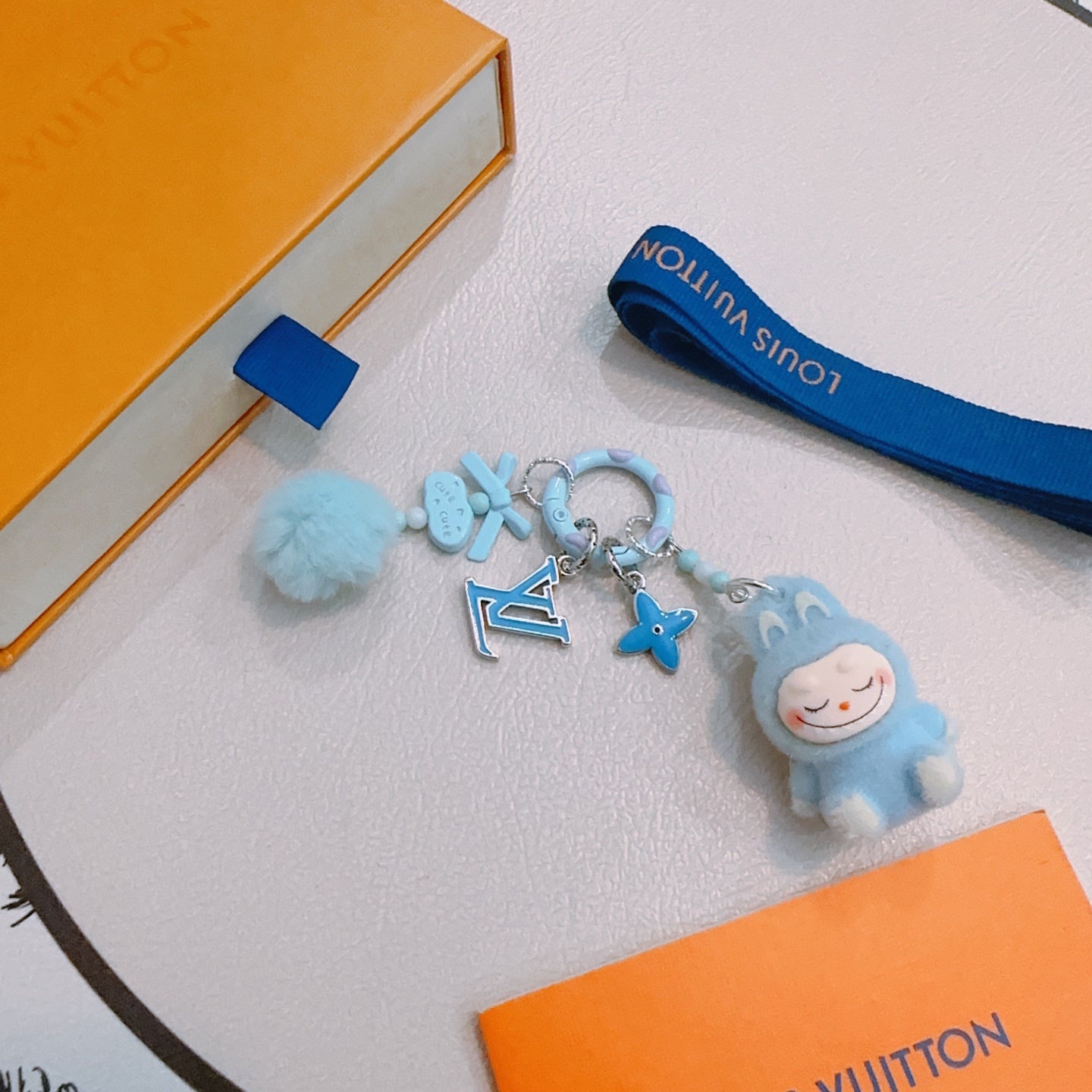 LV Blue Labubu Plush Toy Bag Charm