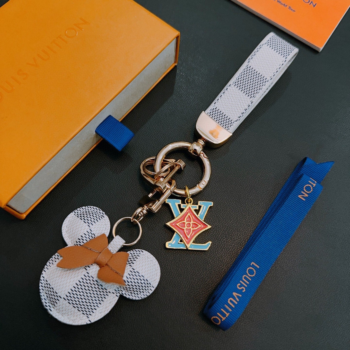 LV White Gray Mickey Mouse Charm