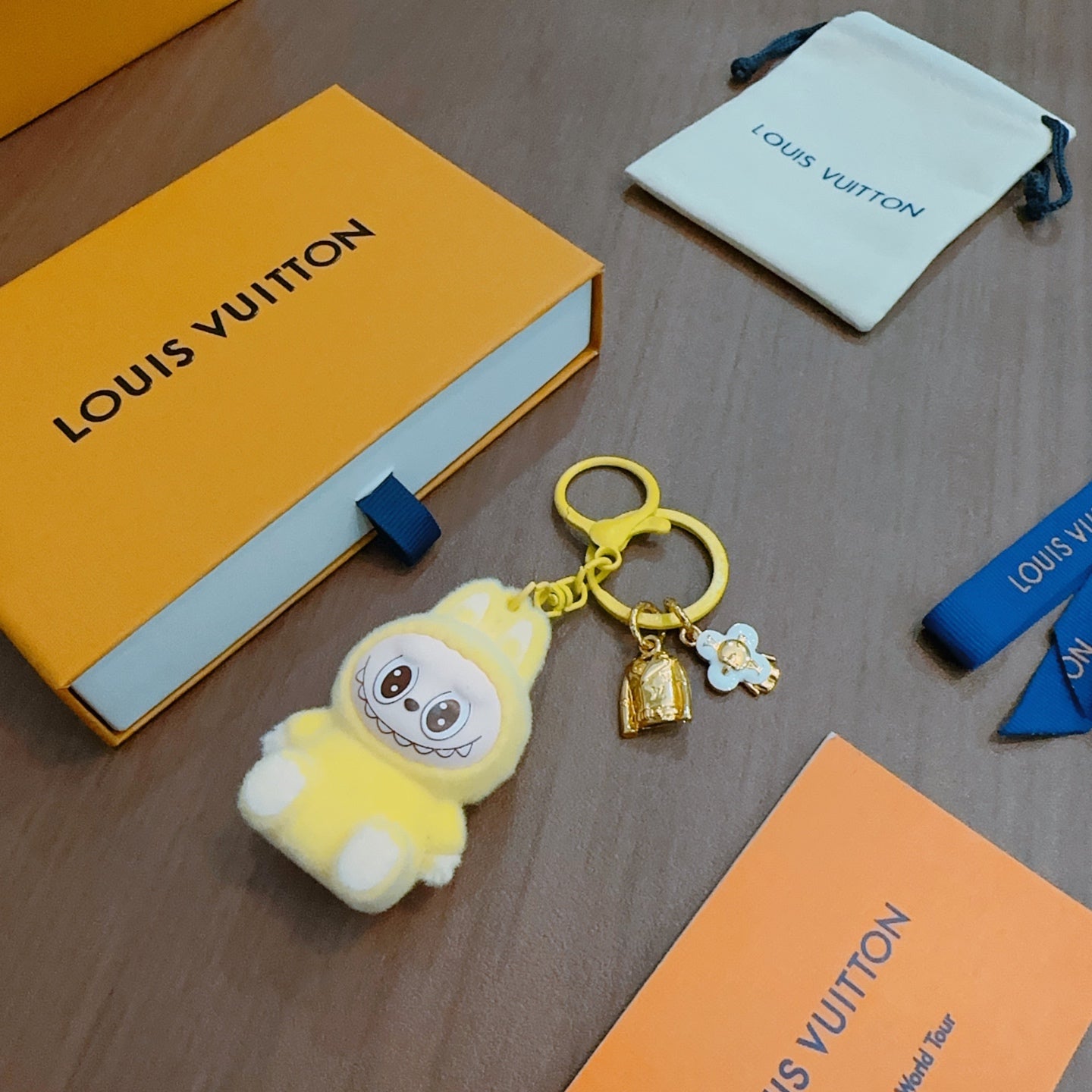 LV Yellow Labubu Plush Toy Bag Charm