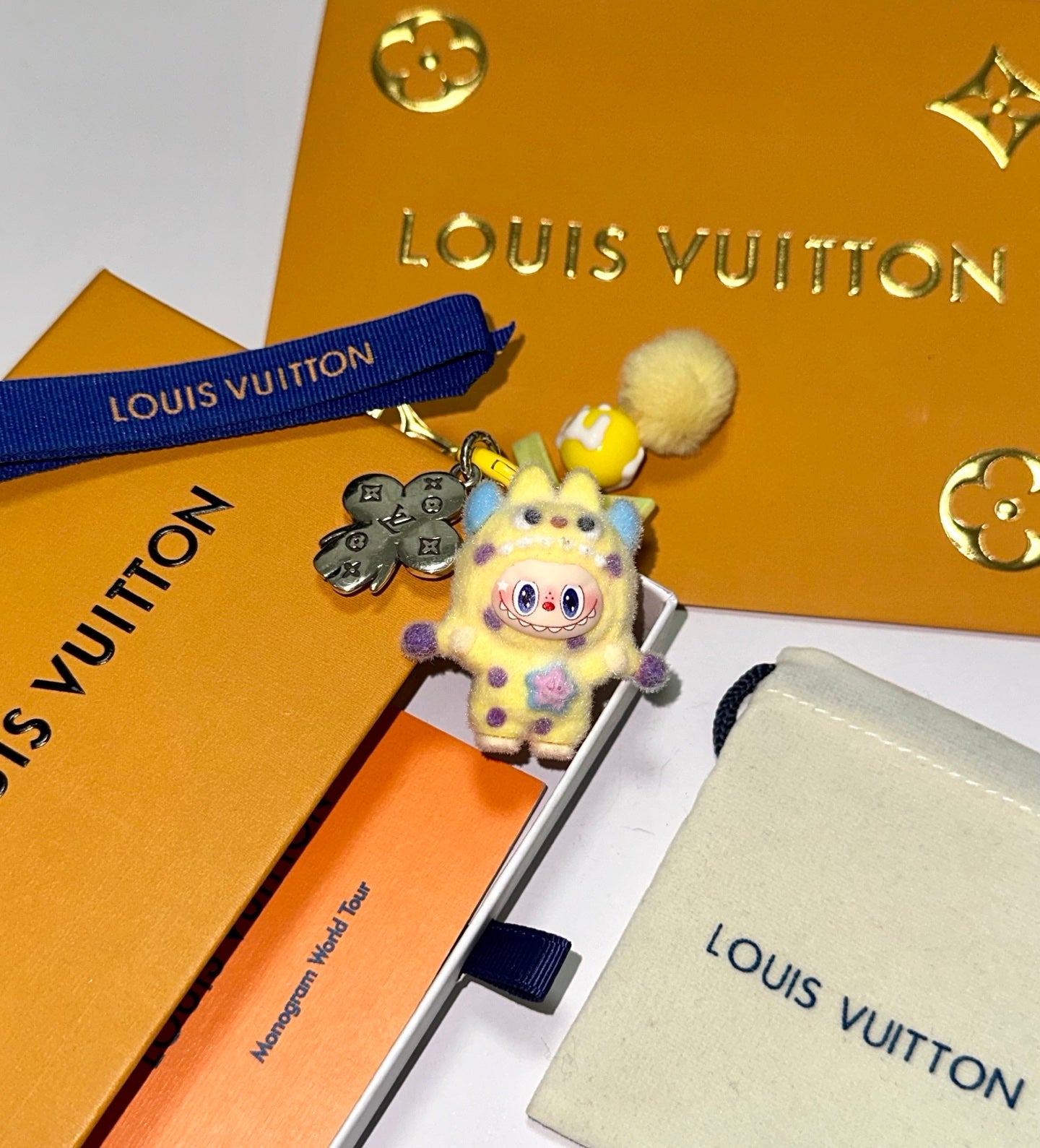 LV Yellow Pop Mart Labubu Charm