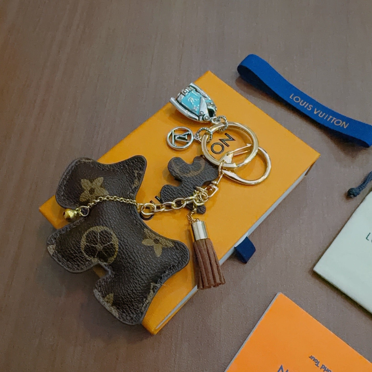 LV Brown Dog Charm With Silver Jacket