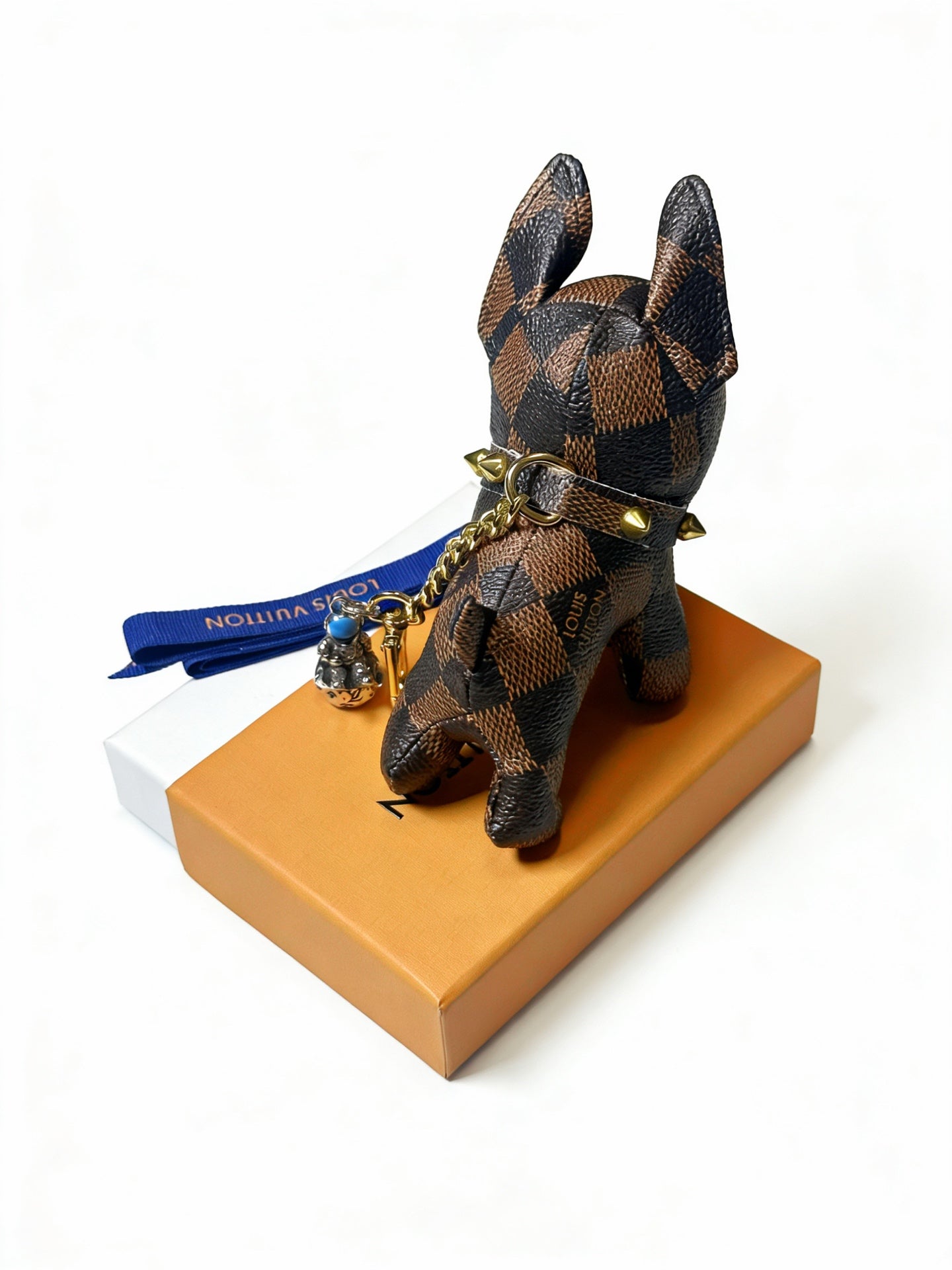 LV Brown Monogram  Canvas Dog Charm
