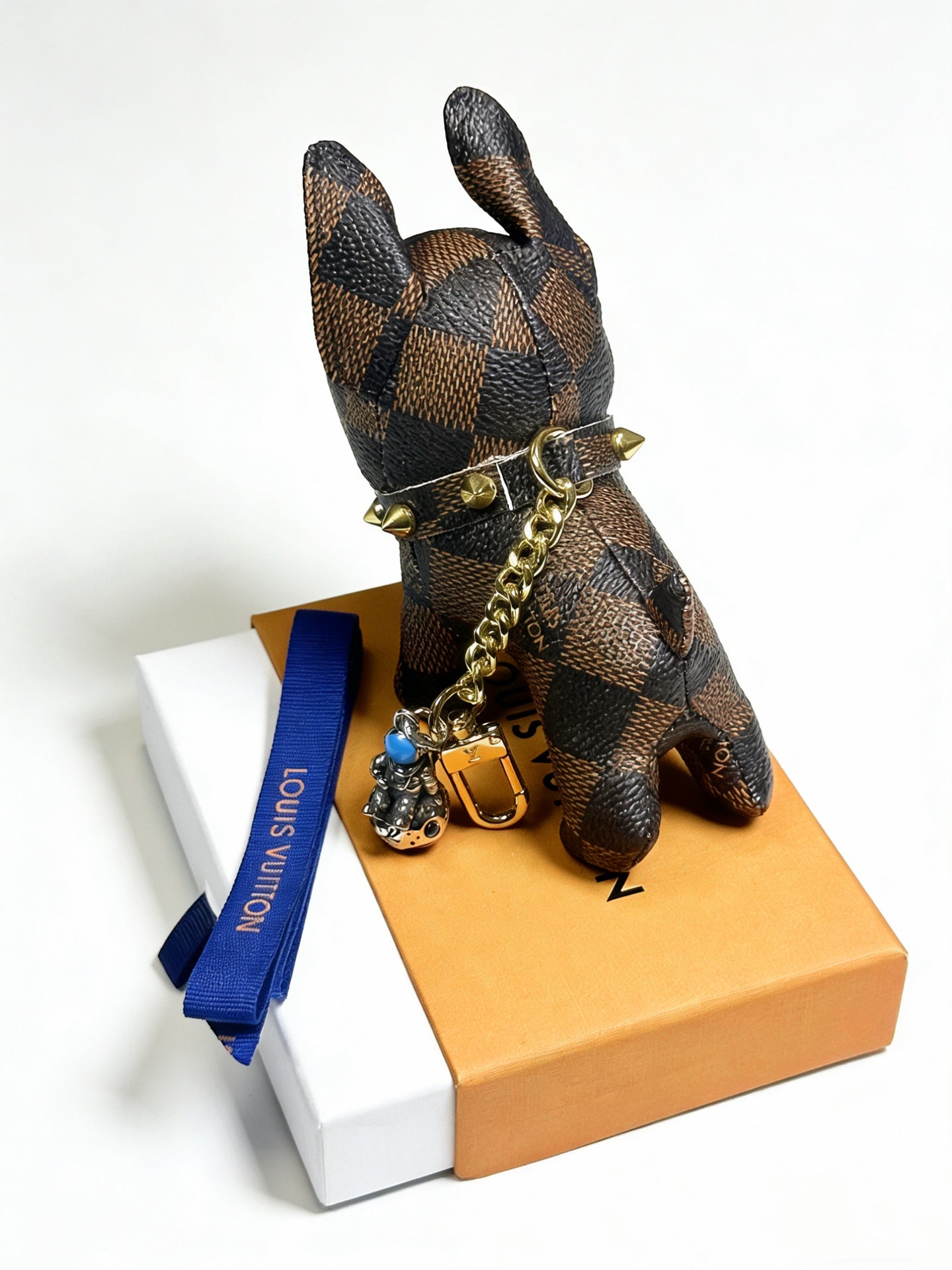 LV Brown Monogram  Canvas Dog Charm