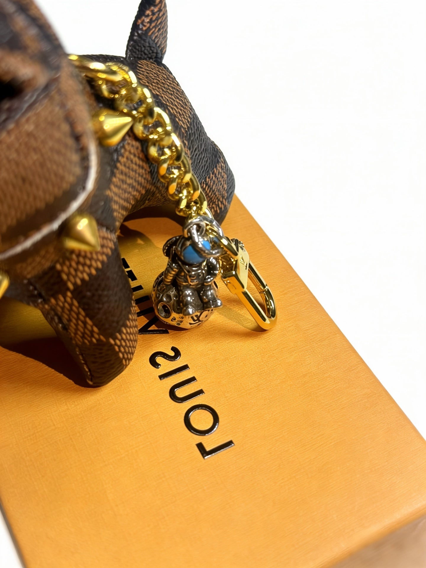 LV Brown Monogram  Canvas Dog Charm