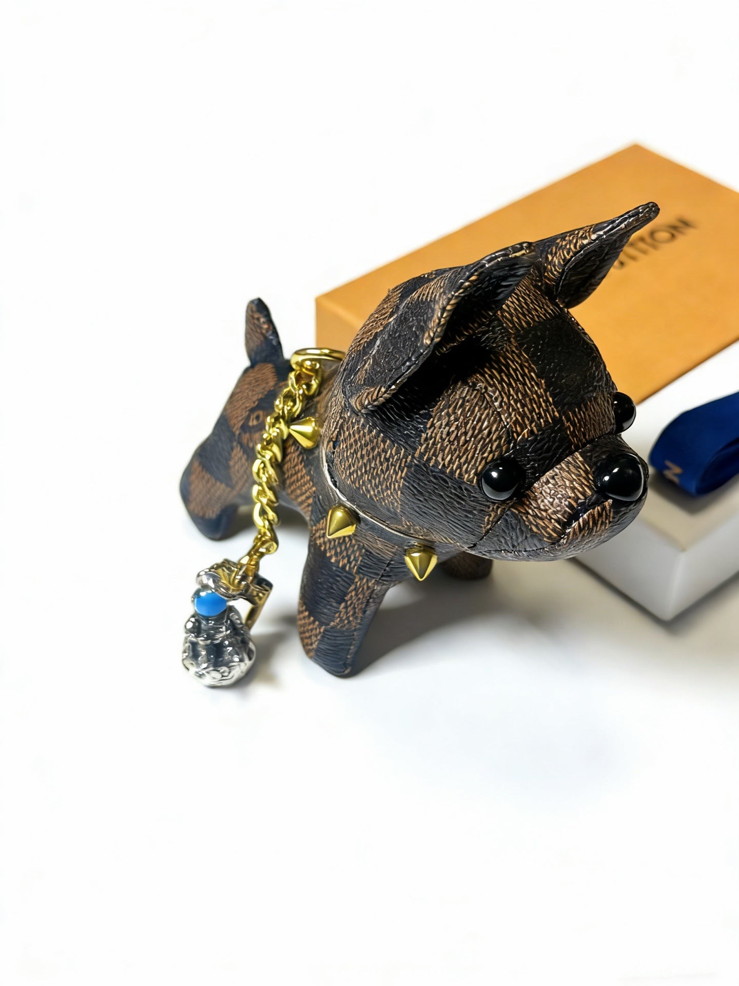 LV Brown Monogram  Canvas Dog Charm