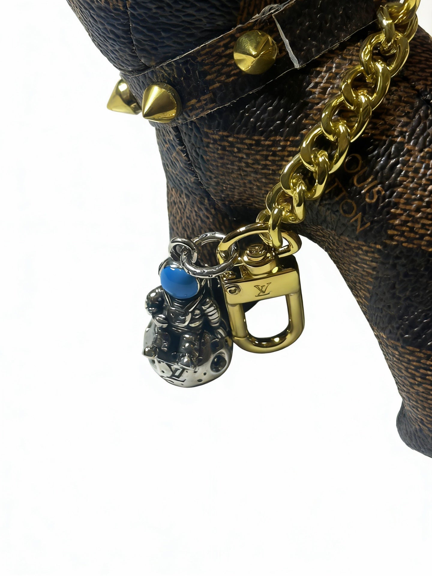 LV Brown Monogram  Canvas Dog Charm