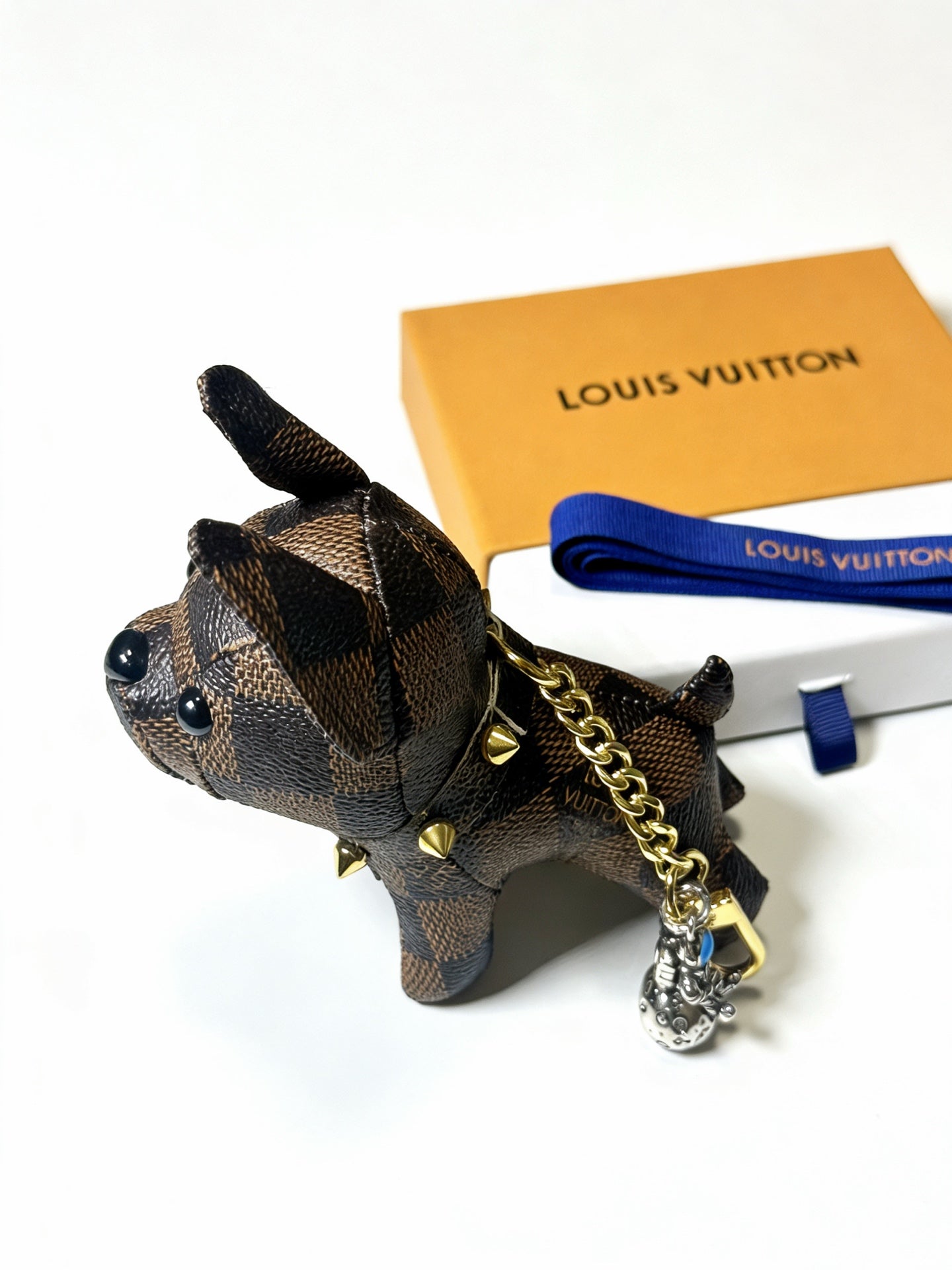 LV Brown Monogram  Canvas Dog Charm