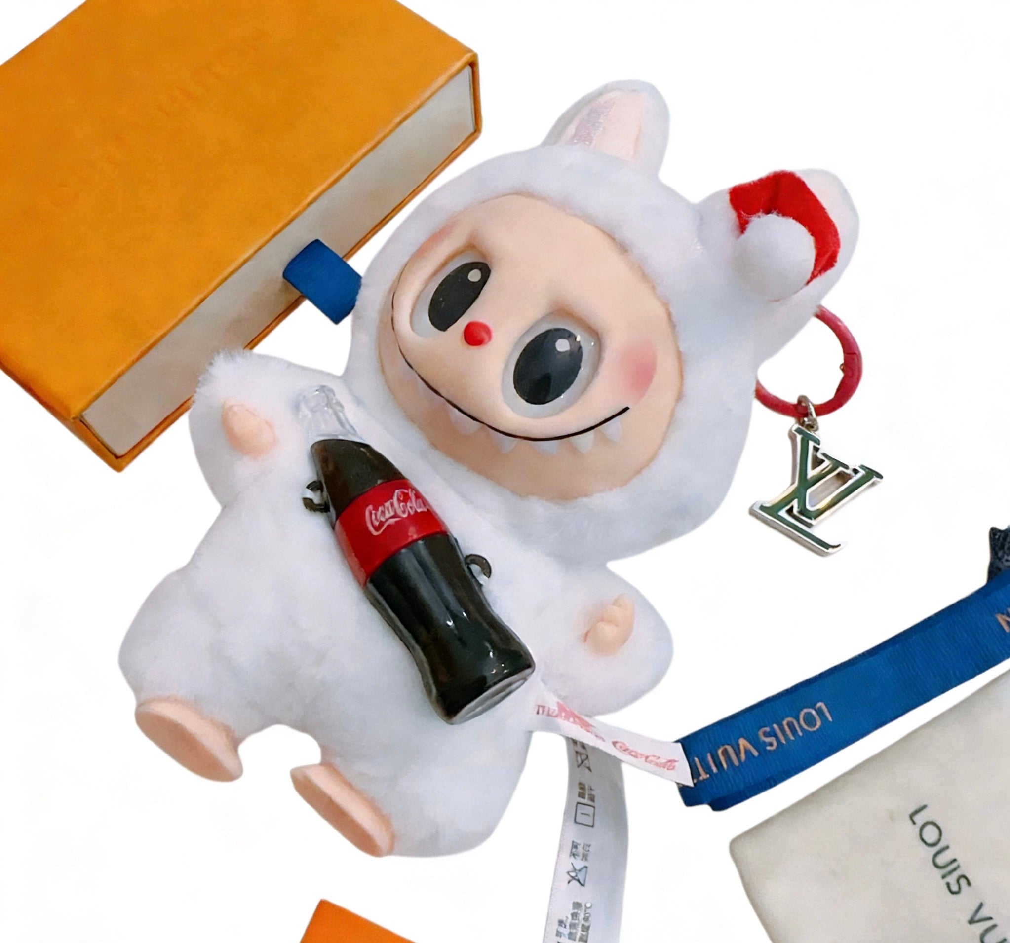 LV Labubu with Coca-Cola White Wool Charm