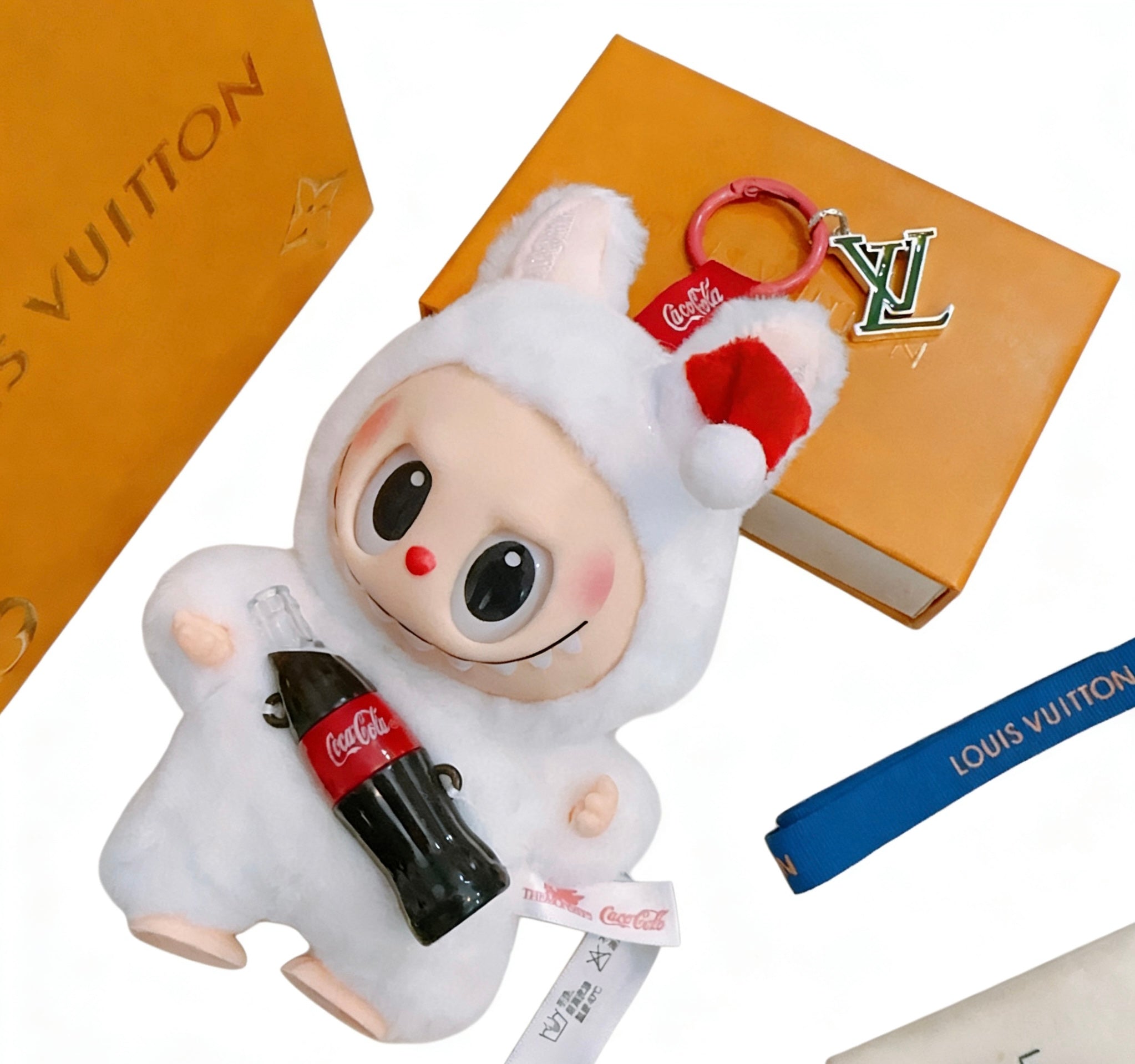 LV Labubu with Coca-Cola White Wool Charm