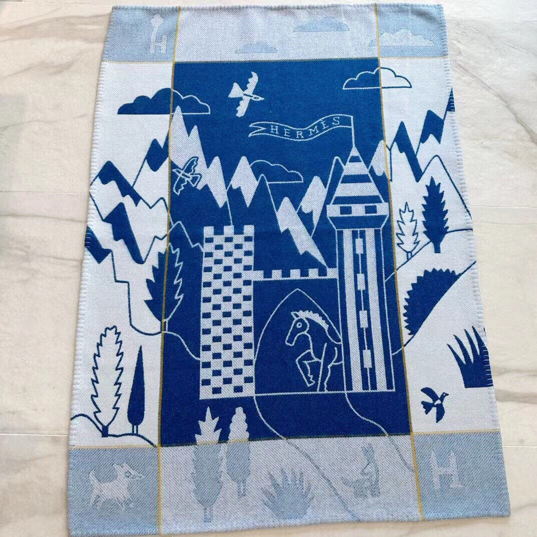 HM Avalon Epopee Blanket Blue Cashmere Wool 524202