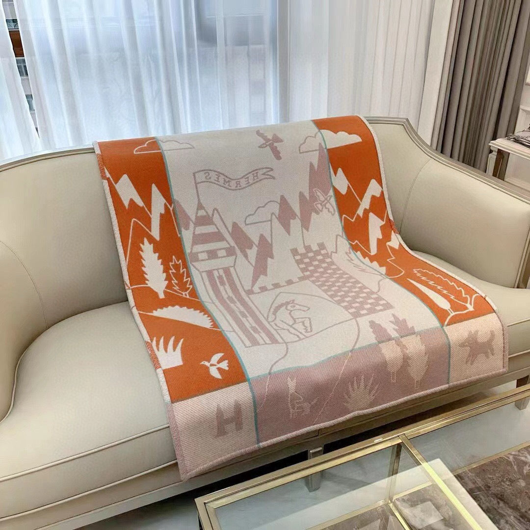 HM Avalon Epopee Blanket Orange Cashmere Wool 524203