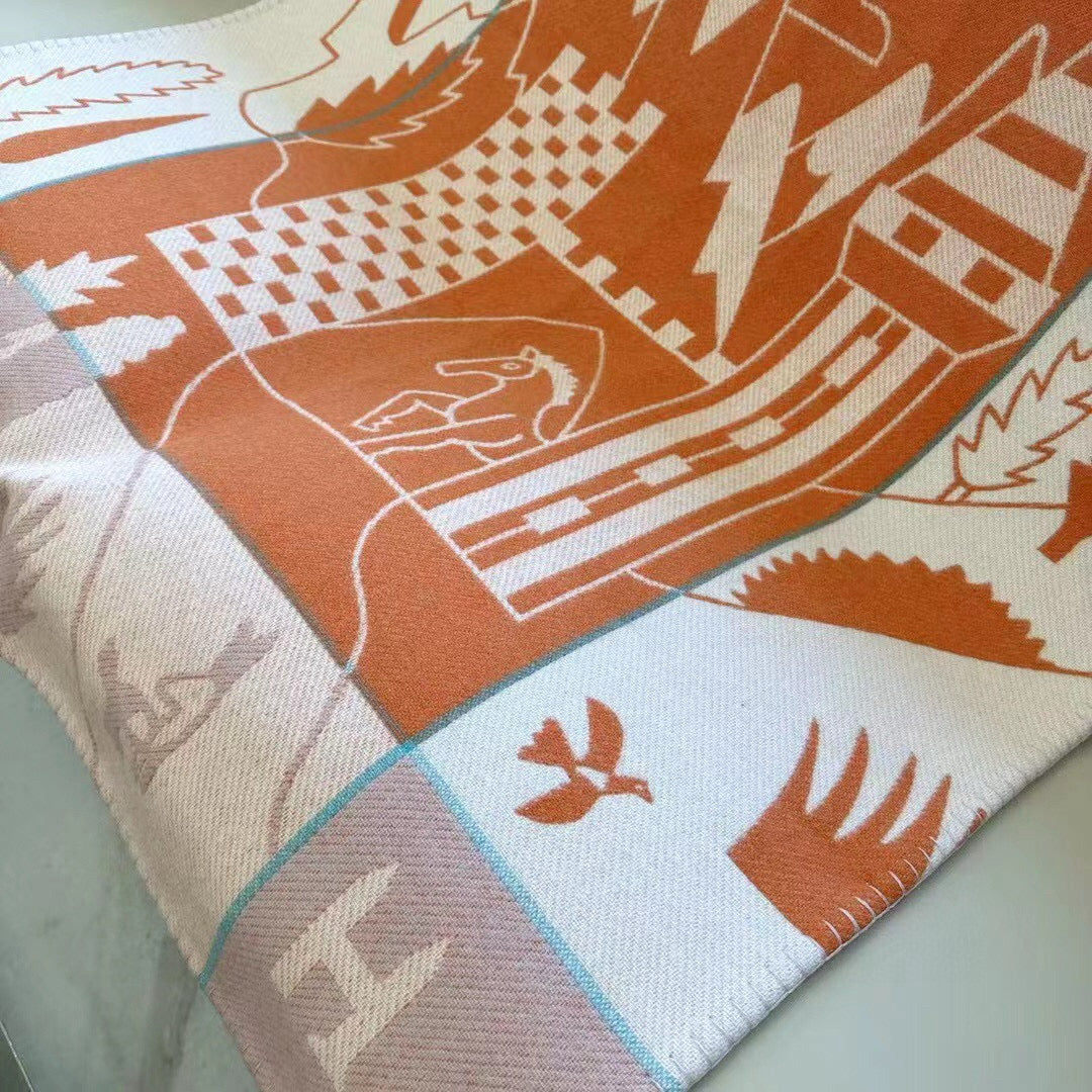 HM Avalon Epopee Blanket Orange Cashmere Wool 524203