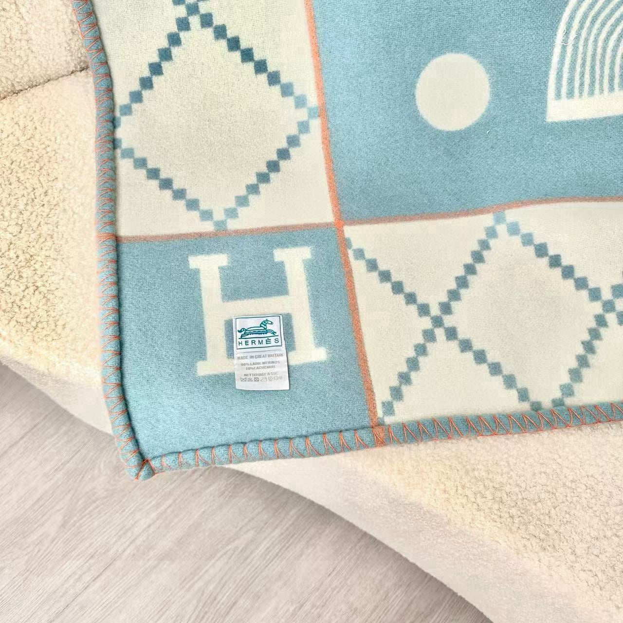 HM Avalon Blanket Clould Blue Mix Cream Cashmere Wool 875780