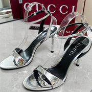 GC 25 Heeled 95mm Sandals Silver Patent Leather 293862