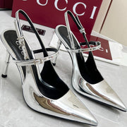 GC 25 Heeled 95mm Slingback Pump Silver Patent Leather 293864