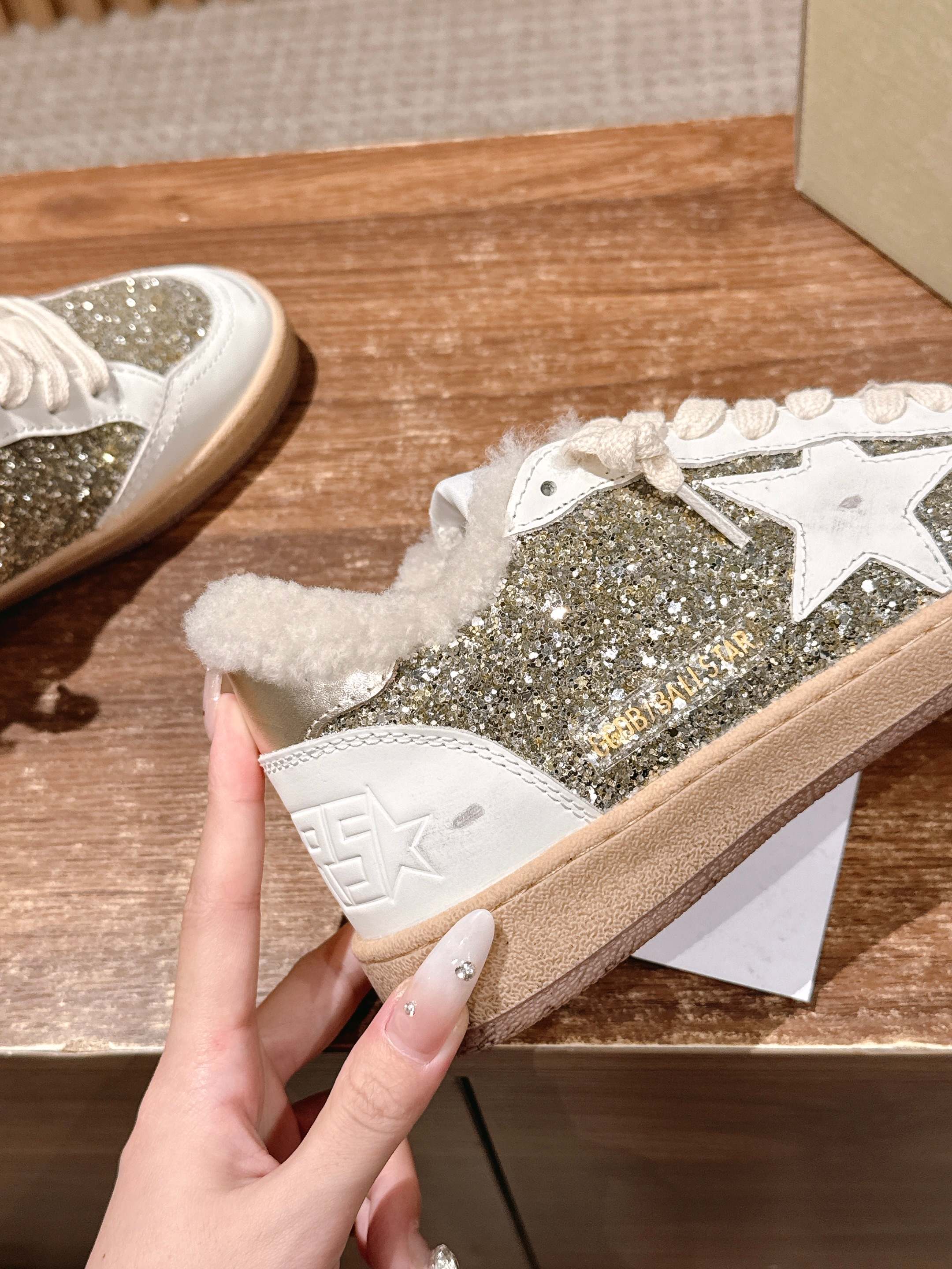 Golden Goose 2025 Wool-Lined Dirty Sneaker White mix Gold Cowhide 444260