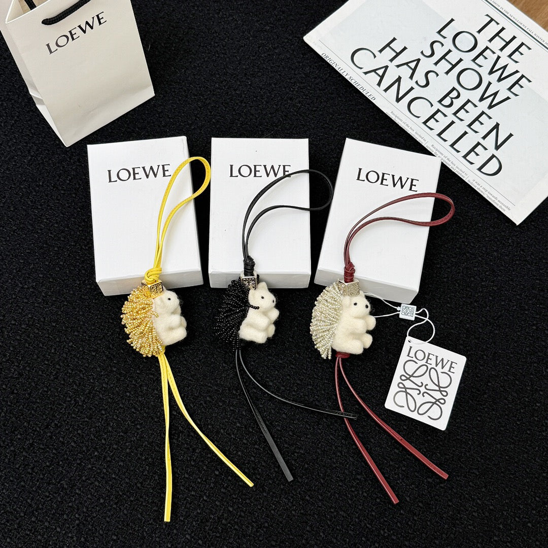 Loewe Hedgehog Charm Felt Bead and Calf