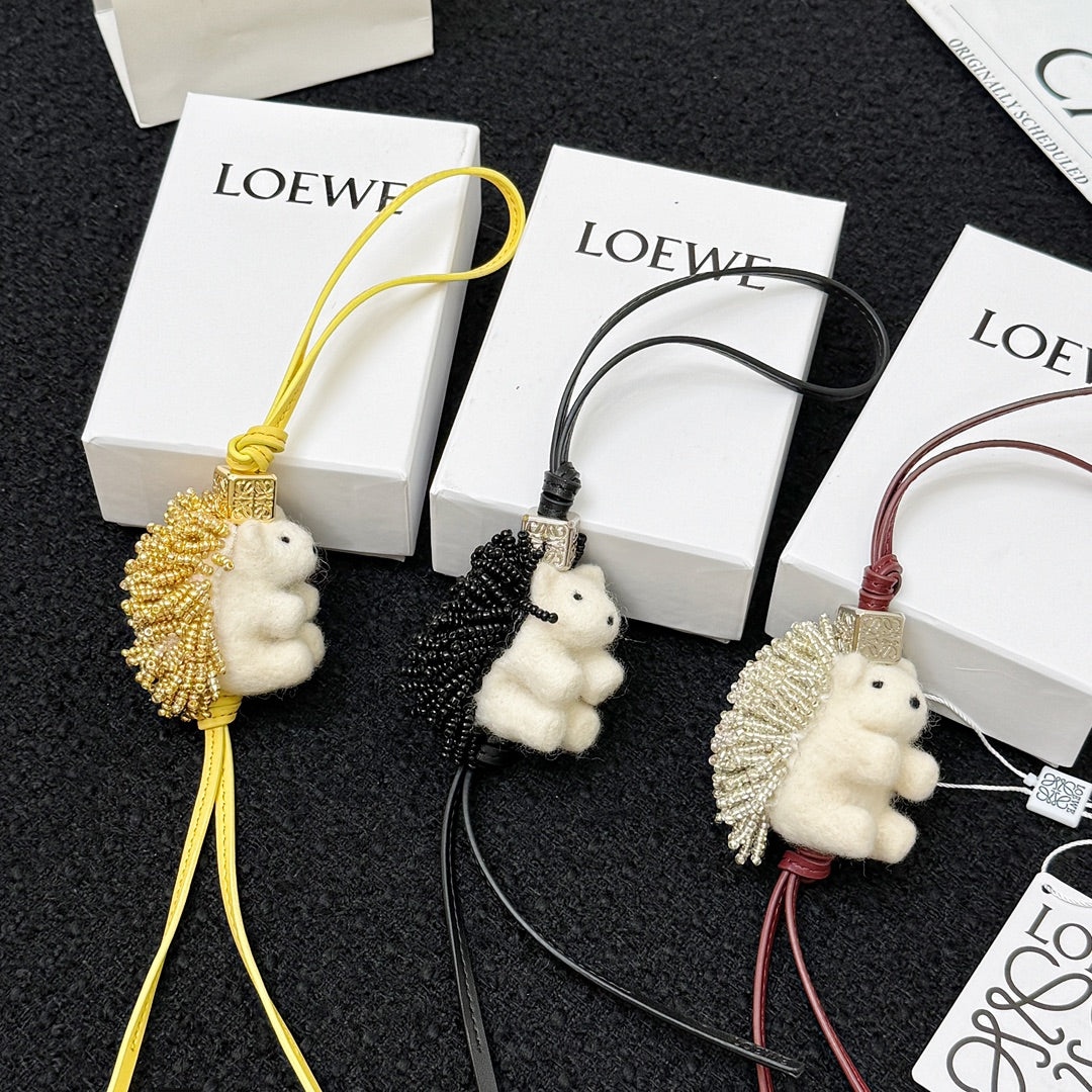 Loewe Hedgehog Charm Felt Bead and Calf