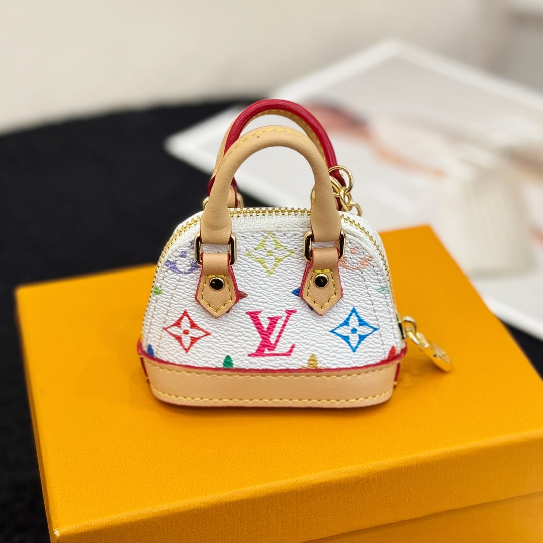 LV Alma Bag Charm White mix Colors Cowhide