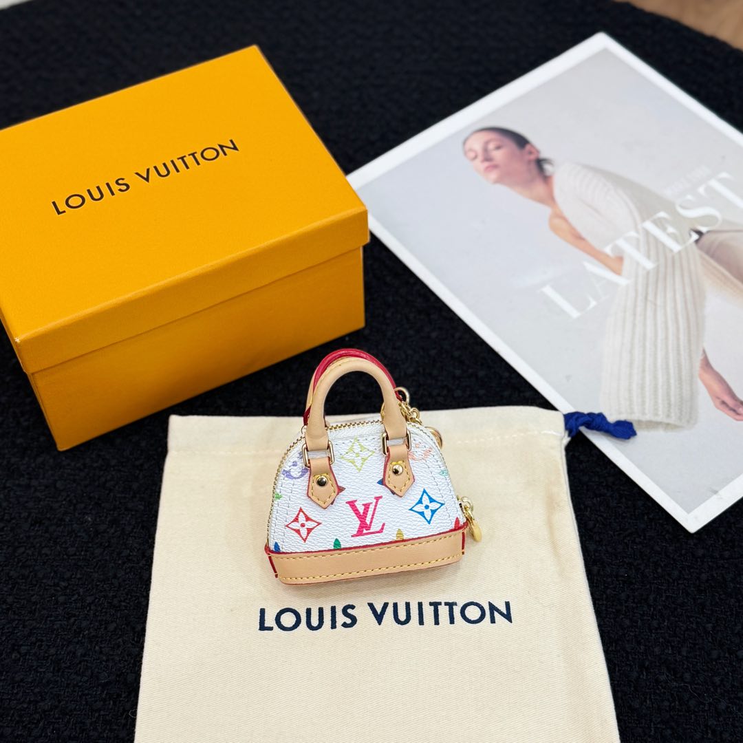 LV Alma Bag Charm White mix Colors Cowhide
