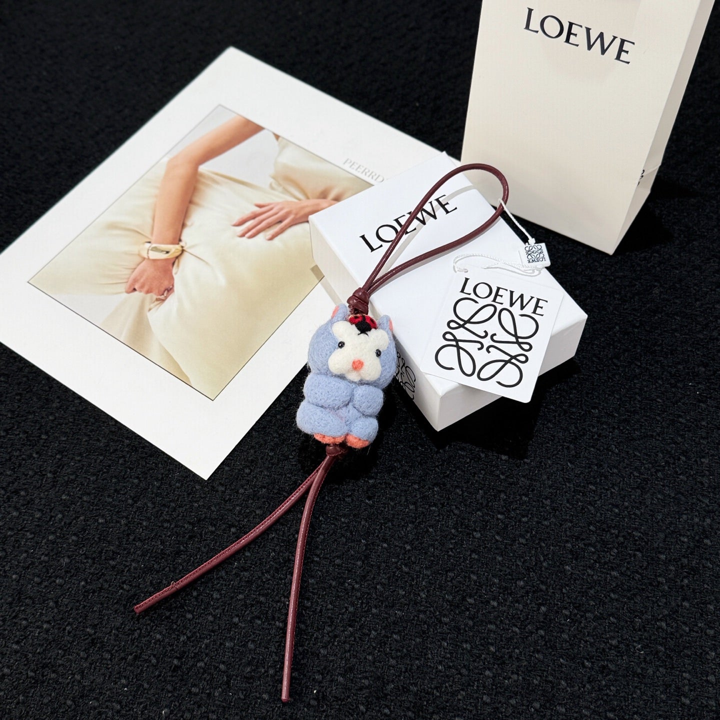 Loewe x Suna Fujita Hamster Blue White Charm Gray Felt and Calf