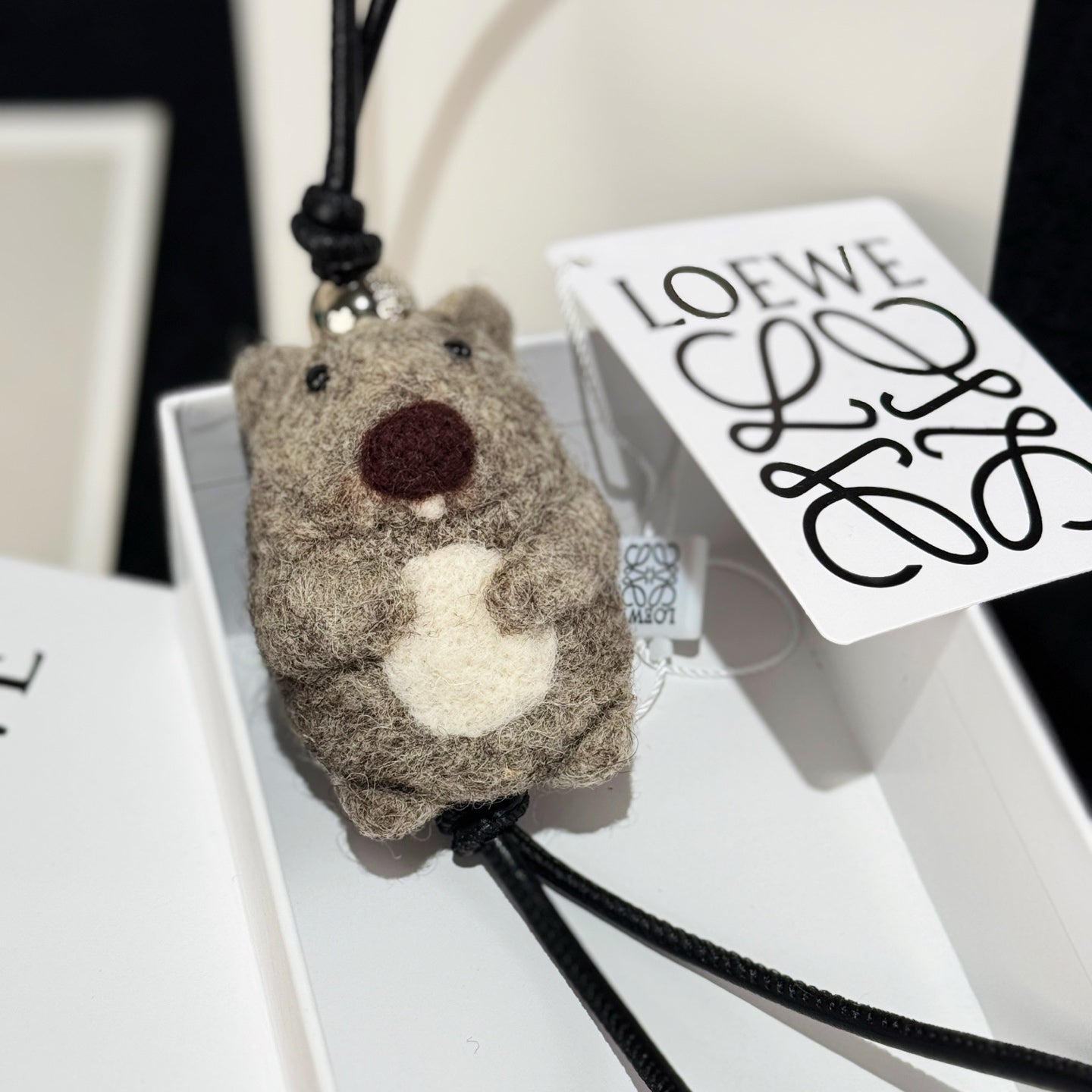 Loewe Animal Charm Gray Felt and Calf