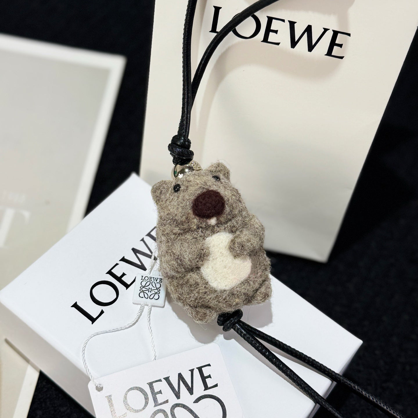 Loewe Animal Charm Gray Felt and Calf