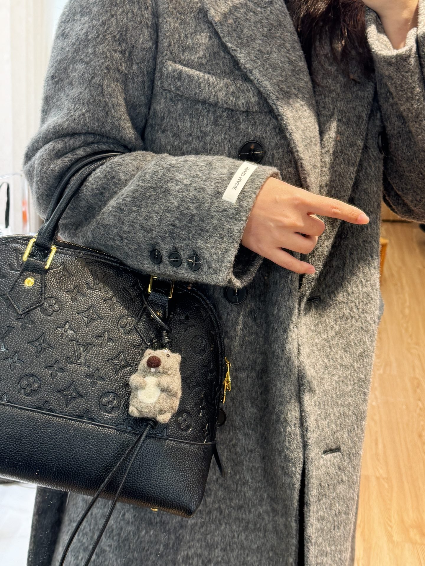 Loewe Animal Charm Gray Felt and Calf