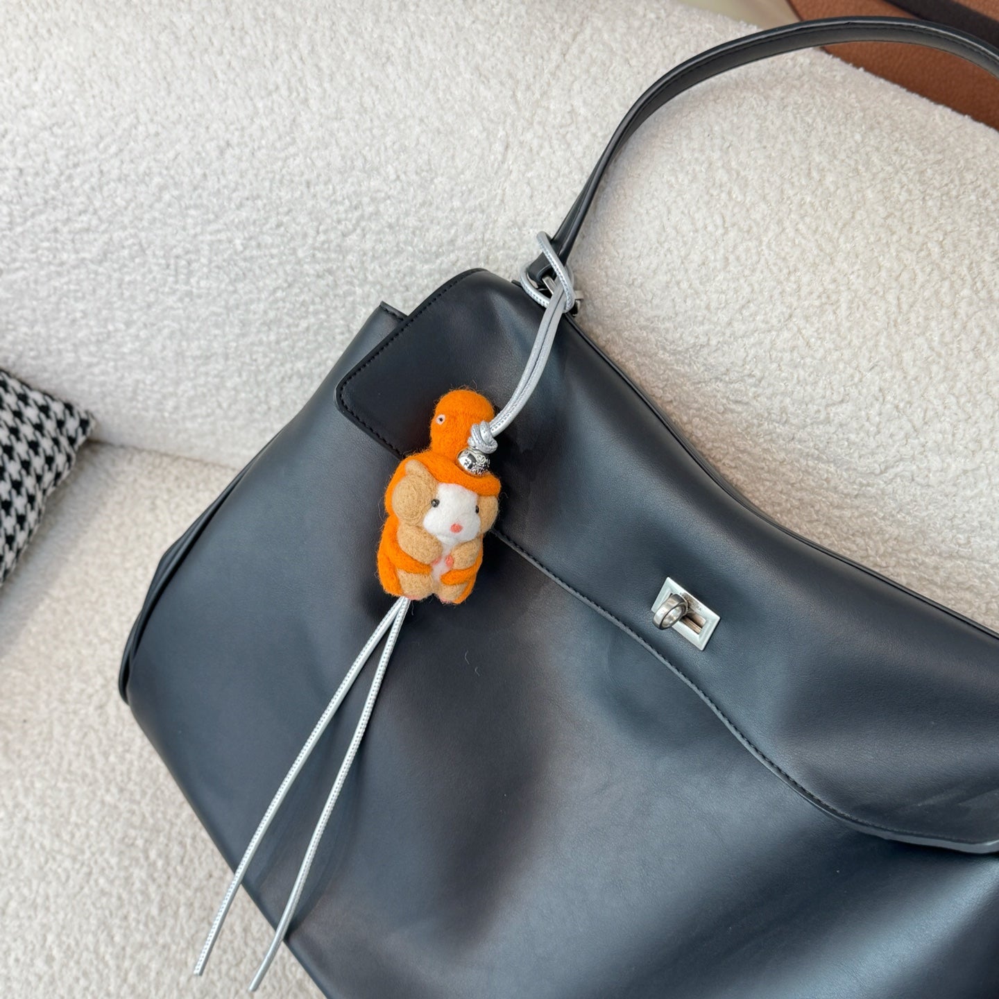 Loewe Hamster And Octopus Charm Orange Beige Felt and Calf