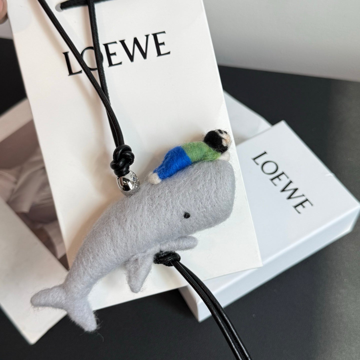 Loewe x Suna Fujita Child and Whale Charm Gray Felt and Calf