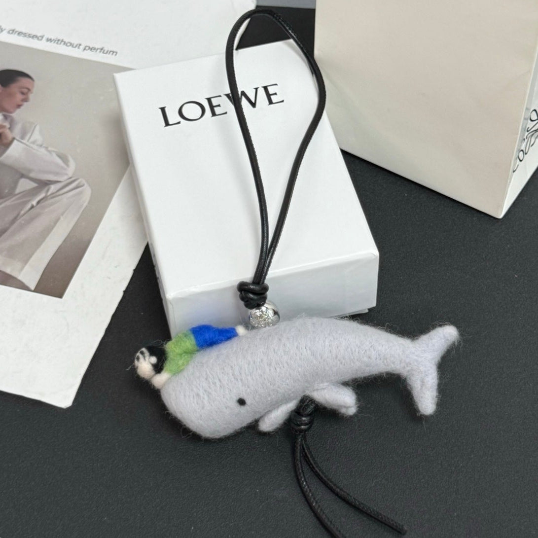 Loewe x Suna Fujita Child and Whale Charm Gray Felt and Calf