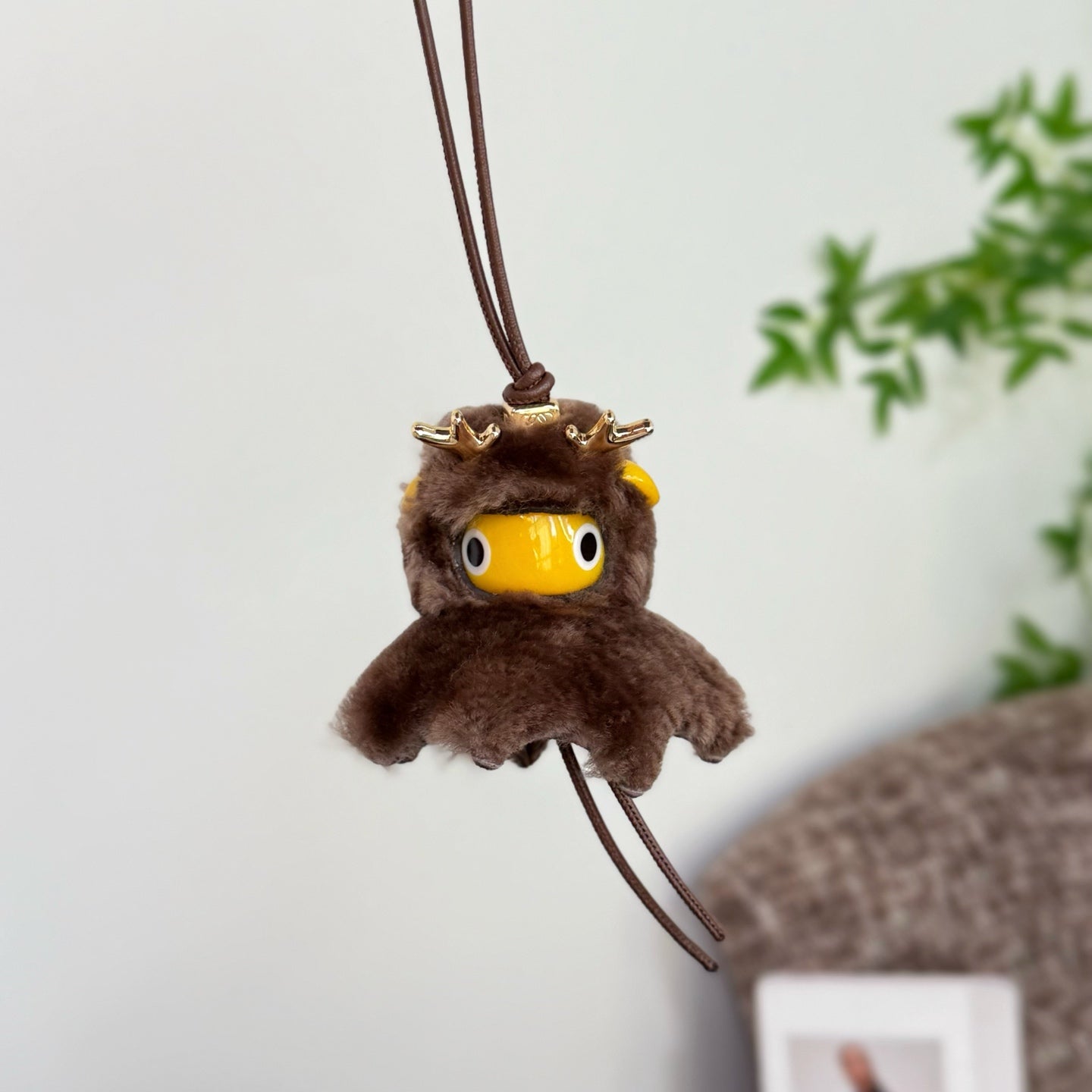 Loewe Puzz Little Elf Reindeer Charm Brown Yellow Wool