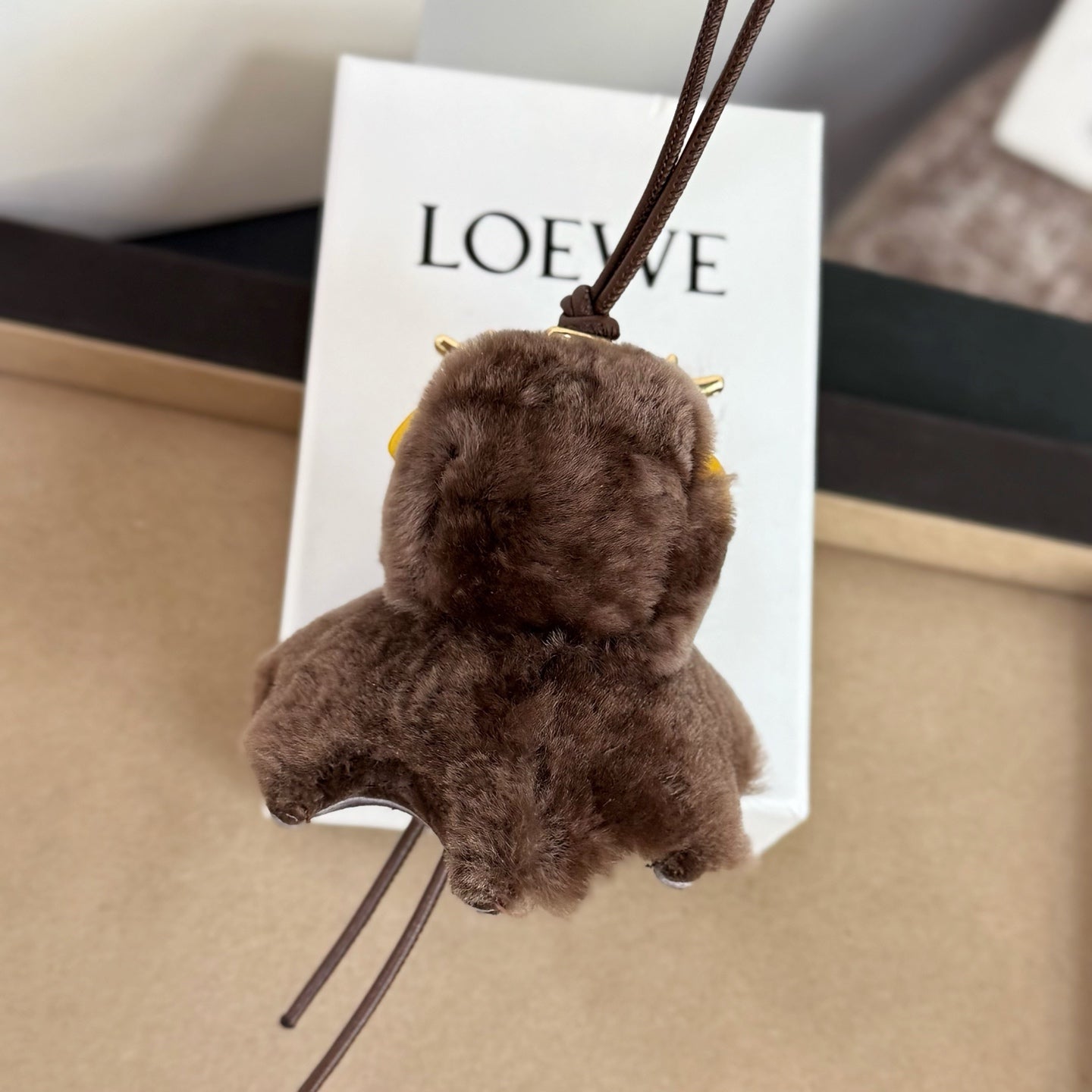 Loewe Puzz Little Elf Reindeer Charm Brown Yellow Wool