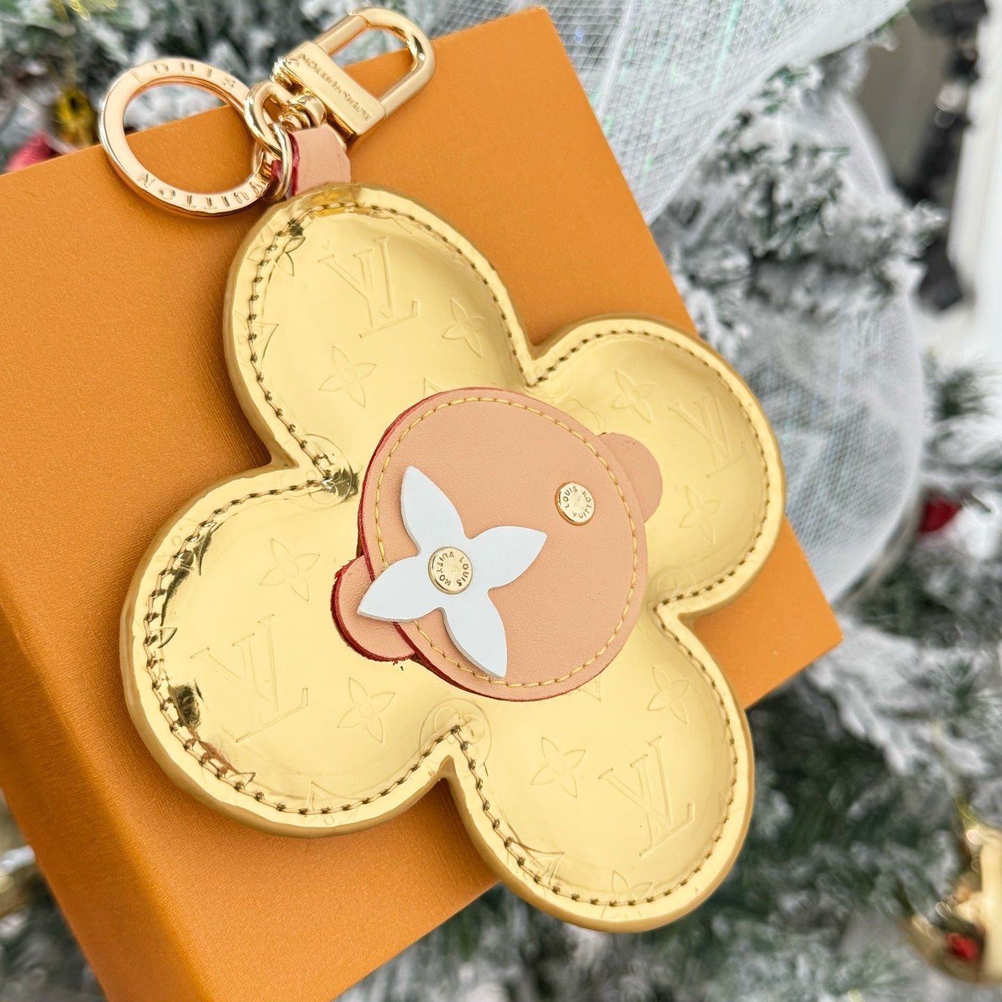 LV Vivienne Head Monogram Mirror Gold Canvas Leather