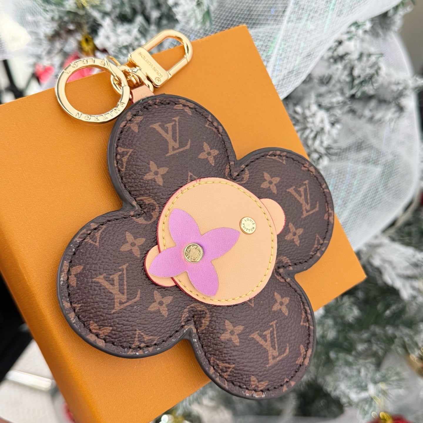 LV Vivienne Head Bag Charm in Monogram Brown Canvas